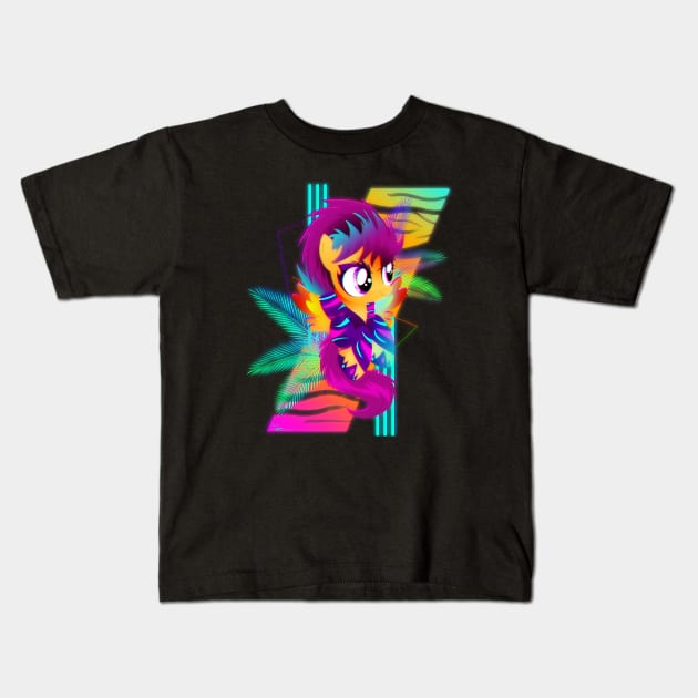 Synthwave Scootaloo Kids T-Shirt by Ilona's Store